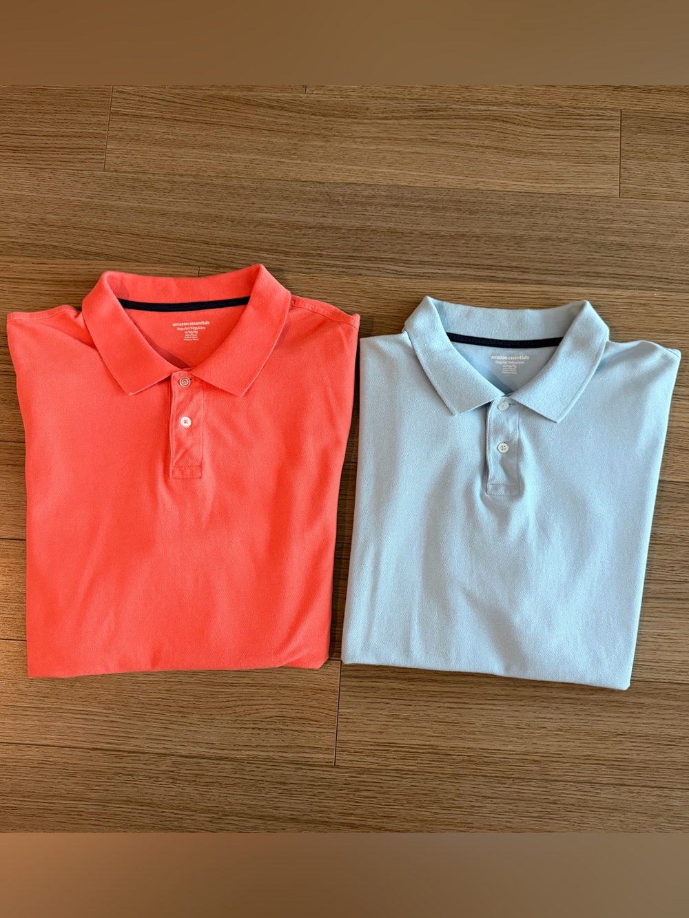 Men's Polo Shirts XL 100% Cotton Regular Fit Blue Orange Set of 2
